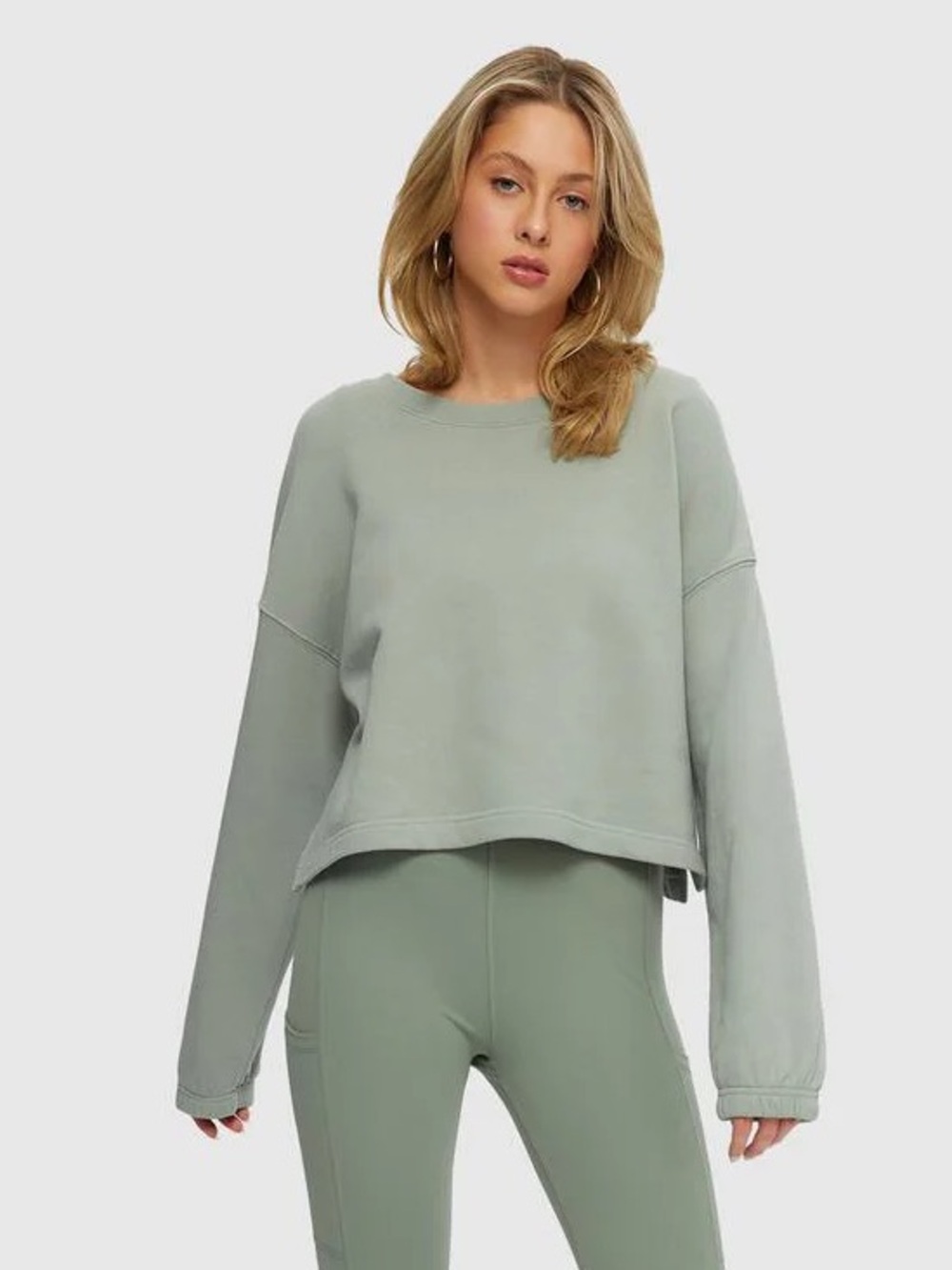 Kuwalla Boxy Fit Sage Green Slouchy L Sweatshirt Top Oversized Minimalist Lounge